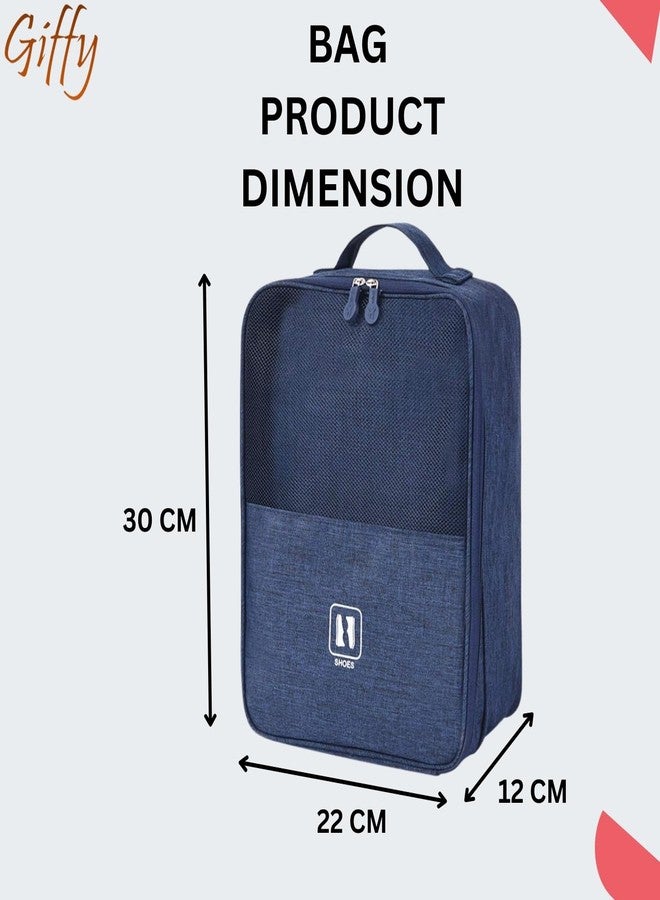 Giffy Shoe Bag, Pouch 3 in 1 Large Capacity Waterproof Durable Breathable Organizer Holder for Travel, Business Trips, Gym, Multi-Functional, Convenient to Carry Polyester Blue - Image 2